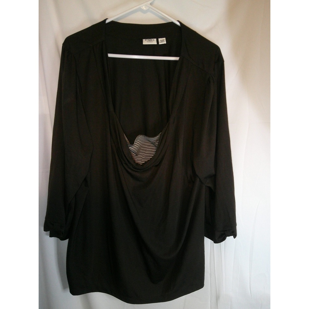 Cato Woman Brown Cowl Neck 3/4 Sleeve Tunic‎ Top Plus Size 26/28W